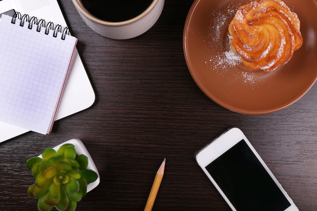 Contact desk with notebook